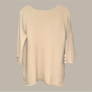 Women’s Charter Club Cream Textured Knit Sweater‎ 3/4 sleeves size large